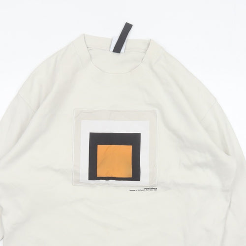 Zara Men Ivory M Pullover Sweatshirt Josef Albers Graphic Art Cotton