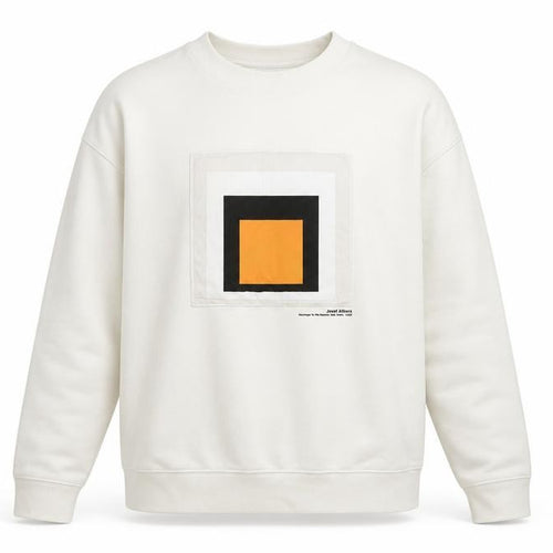 Zara Men Ivory M Pullover Sweatshirt Josef Albers Graphic Art Cotton