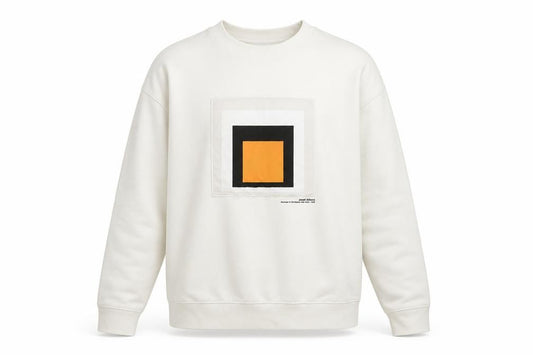 Zara Men Ivory M Pullover Sweatshirt Josef Albers Graphic Art Cotton