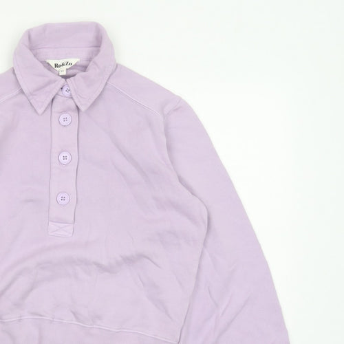 Ro&Zo Women Purple XS Collared Cotton Fleece Polo Sweatshirt