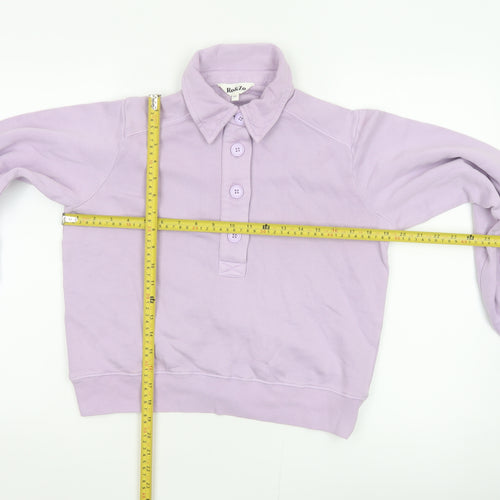 Ro&Zo Women Purple XS Collared Cotton Fleece Polo Sweatshirt