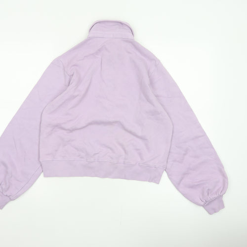 Ro&Zo Women Purple XS Collared Cotton Fleece Polo Sweatshirt