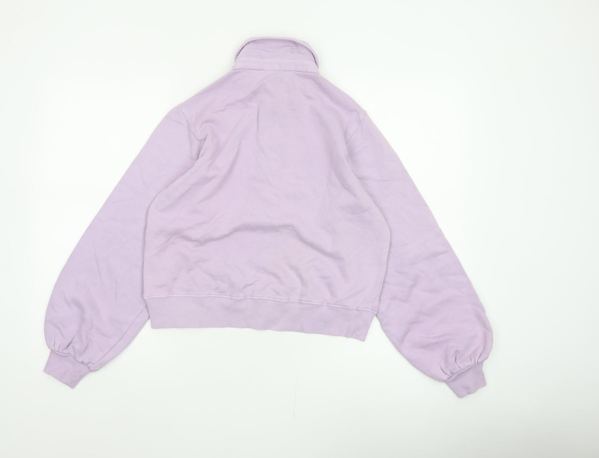 Ro&Zo Women Purple XS Collared Cotton Fleece Polo Sweatshirt