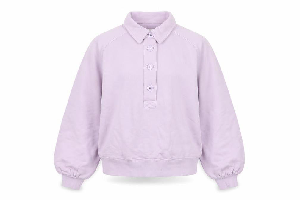 Ro&Zo Women Purple XS Collared Cotton Fleece Polo Sweatshirt
