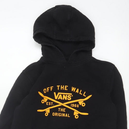 Vans Boys Black Large Hooded Pullover Jacket Skate Logo Cotton Blend