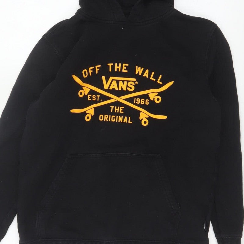 Vans Boys Black Large Hooded Pullover Jacket Skate Logo Cotton Blend