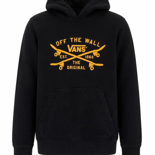 Vans Boys Black Large Hooded Pullover Jacket Skate Logo Cotton Blend