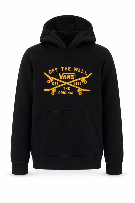 Vans Boys Black Large Hooded Pullover Jacket Skate Logo Cotton Blend