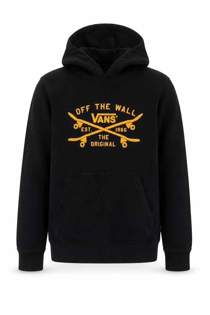 Vans Boys Black Large Hooded Pullover Jacket Skate Logo Cotton Blend