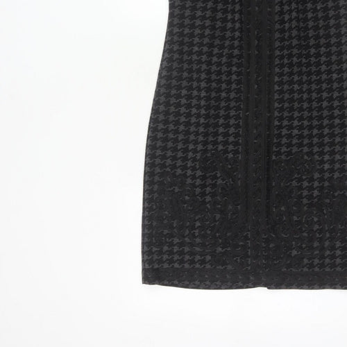 Linea Women Black Grey UK 8 Sheath Knee Dress Houndstooth