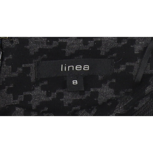 Linea Women Black Grey UK 8 Sheath Knee Dress Houndstooth