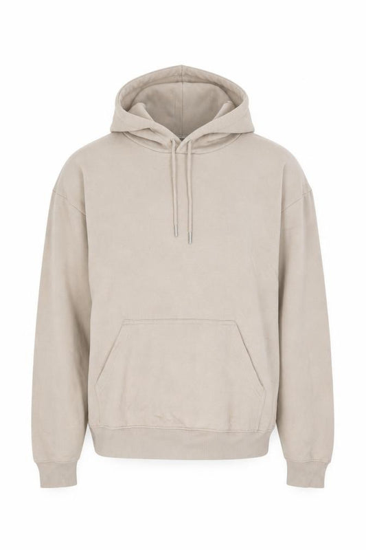 H&M Men’s Beige M Pullover Hoodie Cotton Blend Kangaroo Pocket