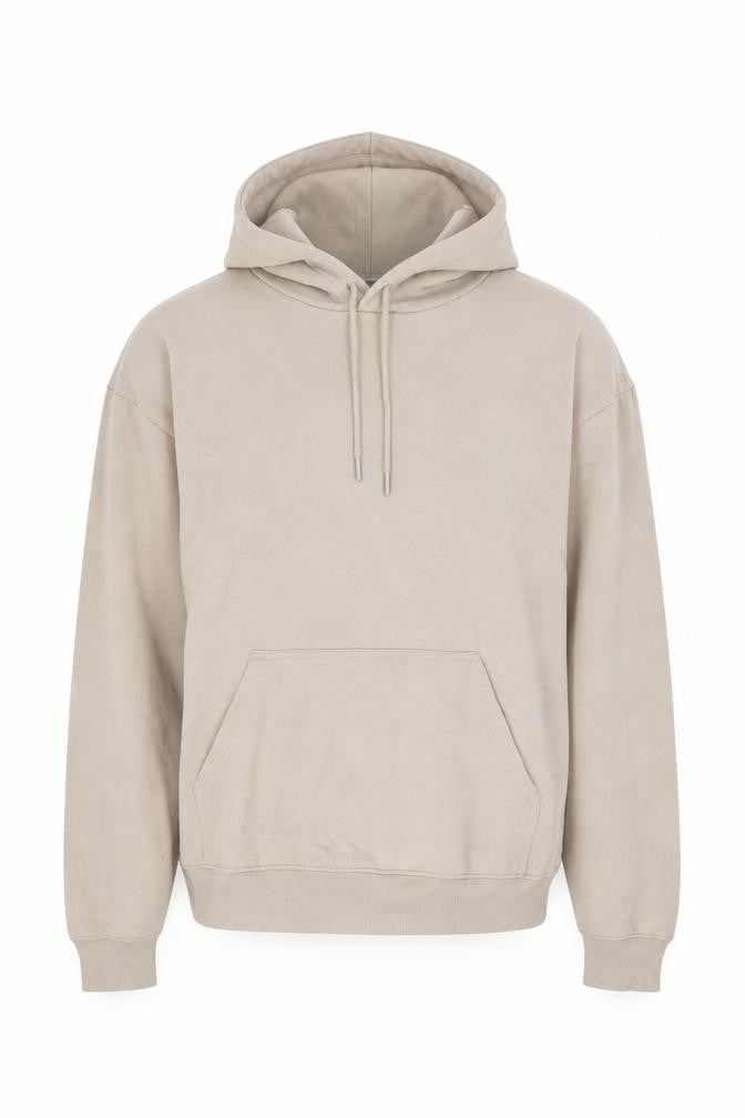 H&M Men’s Beige M Pullover Hoodie Cotton Blend Kangaroo Pocket