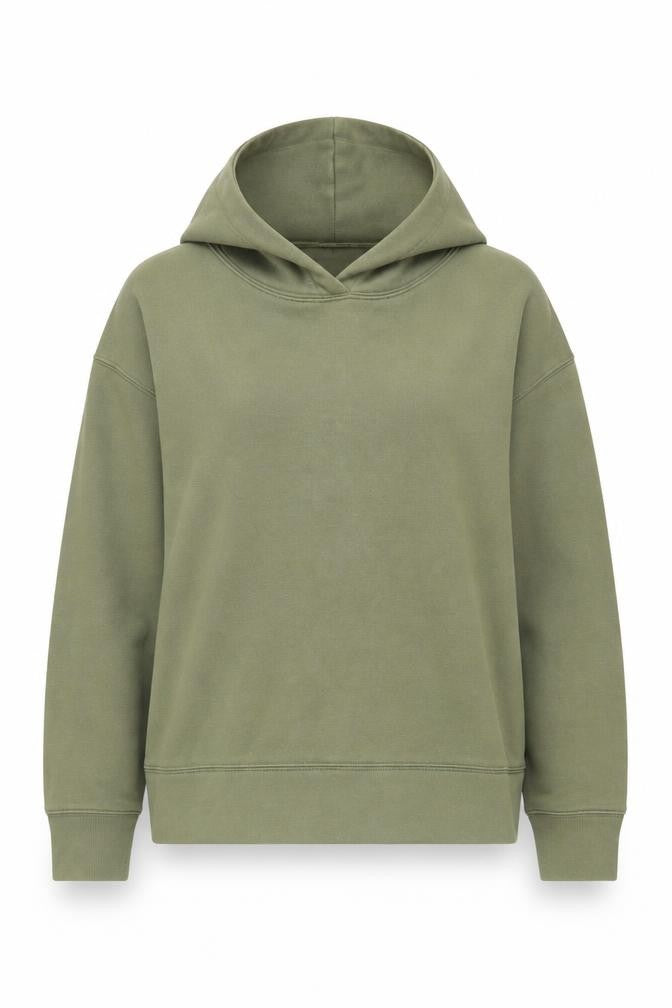 Zara Women Green L Pullover Hoodie Cotton Blend Fleece Hooded