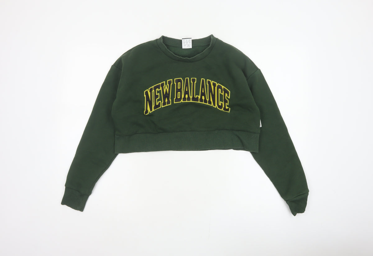 New Balance Women’s Green Logo Crop Pullover Sweatshirt Size M