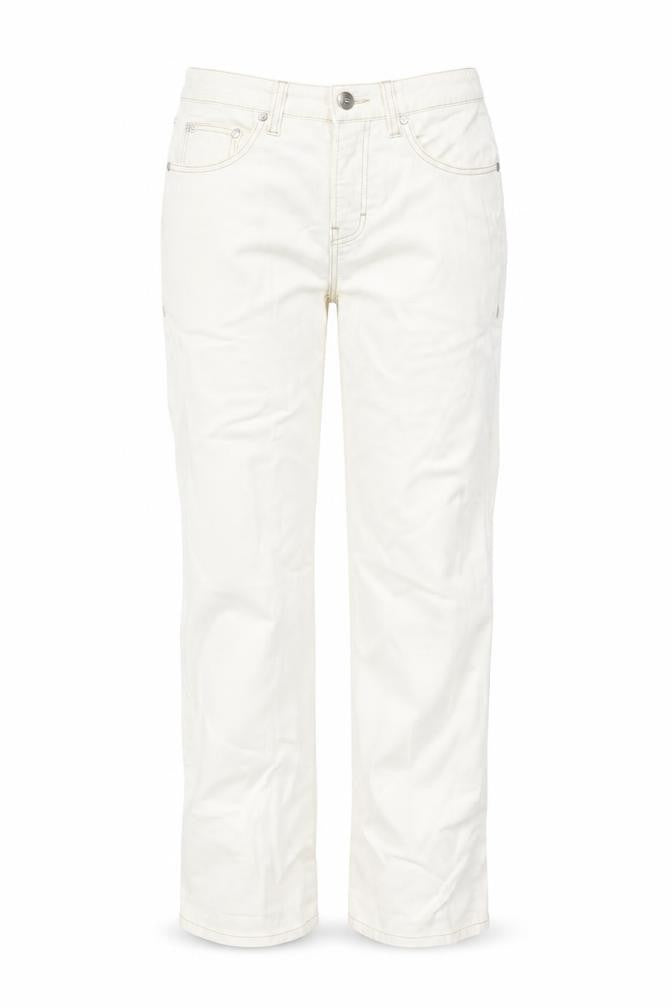 BOSS Hugo Boss Women Ivory Size 28 Straight Cotton Blend Trousers