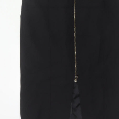 Karen Millen Women Black UK 14 Pencil Knee Length Zip Dress