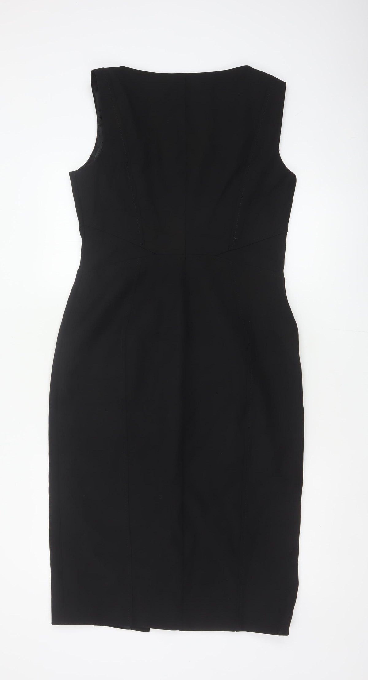 Karen Millen Women Black UK 14 Pencil Knee Length Zip Dress