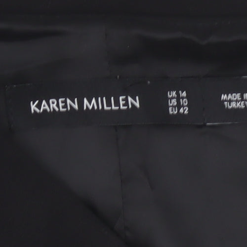 Karen Millen Women Black UK 14 Pencil Knee Length Zip Dress