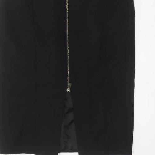 Karen Millen Women Black UK 14 Pencil Knee Length Zip Dress