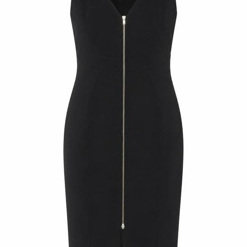 Karen Millen Women Black UK 14 Pencil Knee Length Zip Dress
