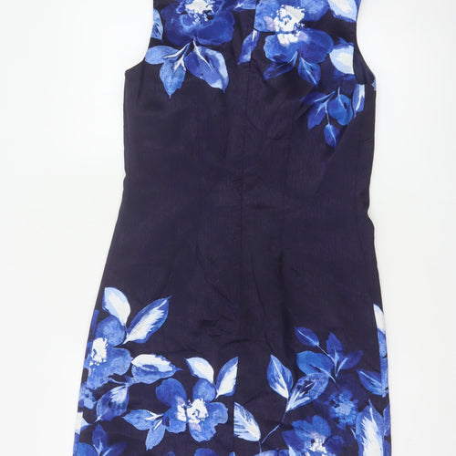 Roman Women’s Blue Floral Sleeveless Sheath Dress UK 10 Party