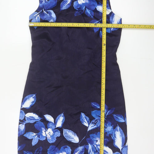 Roman Women’s Blue Floral Sleeveless Sheath Dress UK 10 Party