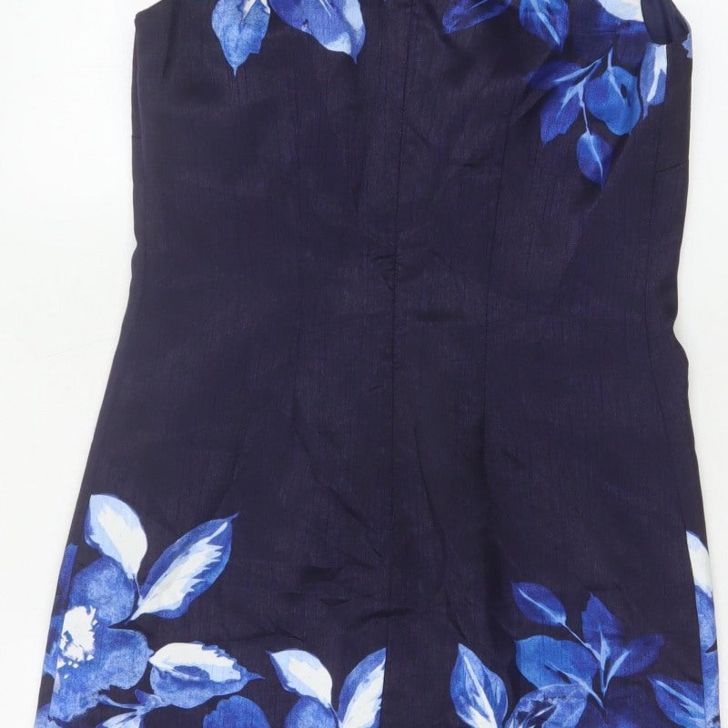 Roman Women’s Blue Floral Sleeveless Sheath Dress UK 10 Party