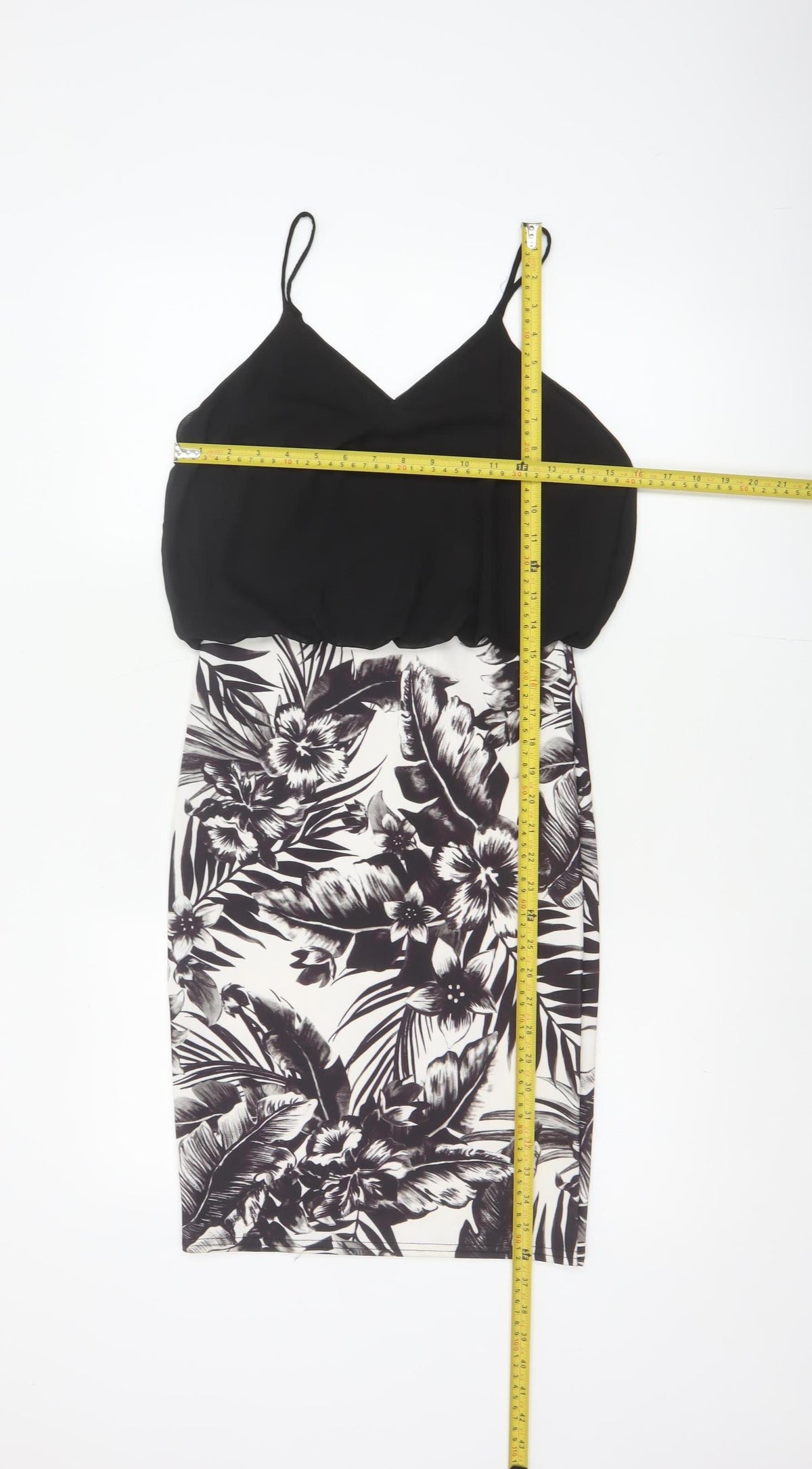 Quiz Women Black Floral Bodycon Strappy Short Dress UK 8