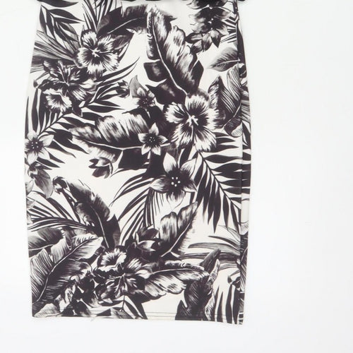 Quiz Women Black Floral Bodycon Strappy Short Dress UK 8