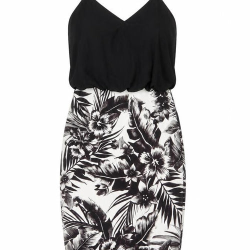 Quiz Women Black Floral Bodycon Strappy Short Dress UK 8