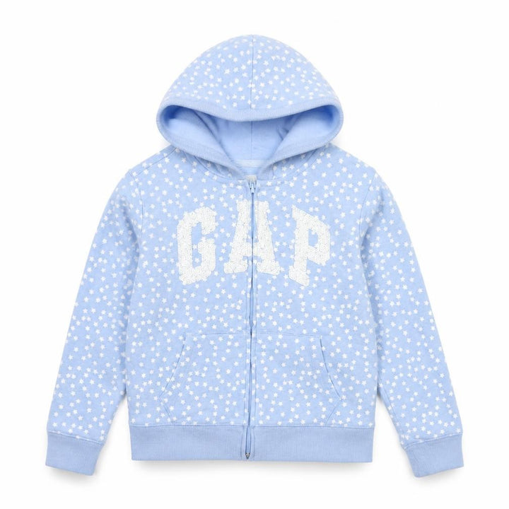 Gap Girls Blue Star Sequin Logo Full Zip Hoodie L 10-11 Years