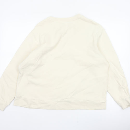 Marks and Spencer Women Ivory L Sequin Embellished Crew Neck Sweatshirt