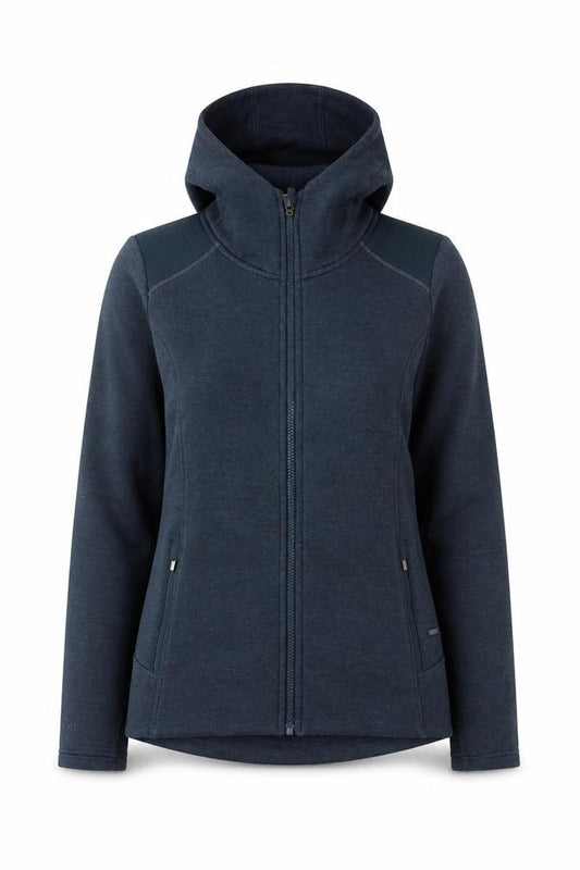 Front view of Athleta Women’s Blue S Full Zip Hooded Fleece Sweatshirt Zip Pockets