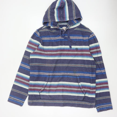 Fat Face Men’s Multicoloured Striped Pullover Hoodie L Cotton