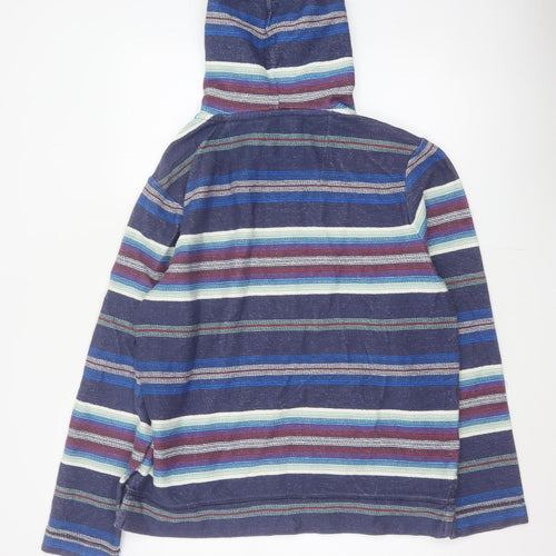 Fat Face Men’s Multicoloured Striped Pullover Hoodie L Cotton