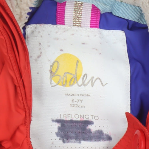 Boden Girls Multicoloured 6-7 Years Duffle Coat Hooded Fleece Lined