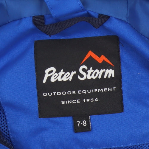 Peter Storm Boys Blue 7-8 Years Ski Jacket Hooded Full Zip
