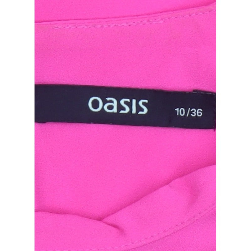 Oasis Women Pink UK 10 Ruffle Neck Dolman Sleeve Polyester Blouse
