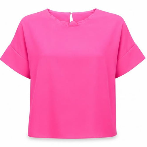 Oasis Women Pink UK 10 Ruffle Neck Dolman Sleeve Polyester Blouse