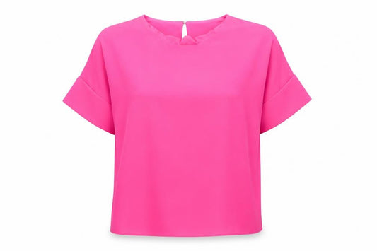Oasis Women Pink UK 10 Ruffle Neck Dolman Sleeve Polyester Blouse