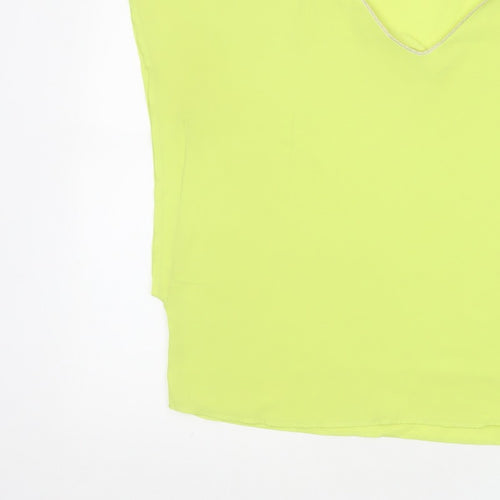 Oasis Women Yellow V-Neck Cap Sleeve Sheer Blouse Size 10