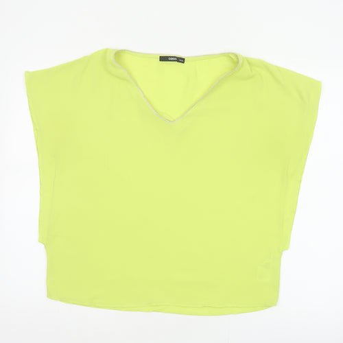 Oasis Women Yellow V-Neck Cap Sleeve Sheer Blouse Size 10