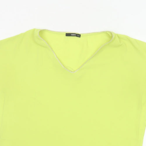 Oasis Women Yellow V-Neck Cap Sleeve Sheer Blouse Size 10