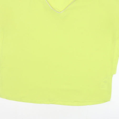 Oasis Women Yellow V-Neck Cap Sleeve Sheer Blouse Size 10