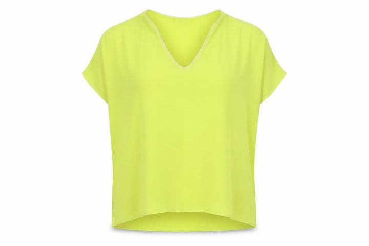 Oasis Women Yellow V-Neck Cap Sleeve Sheer Blouse Size 10