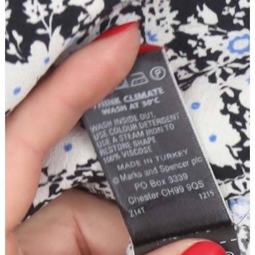 Marks and Spencer Women Black Floral Petite 16 Fit & Flare Midi Dress