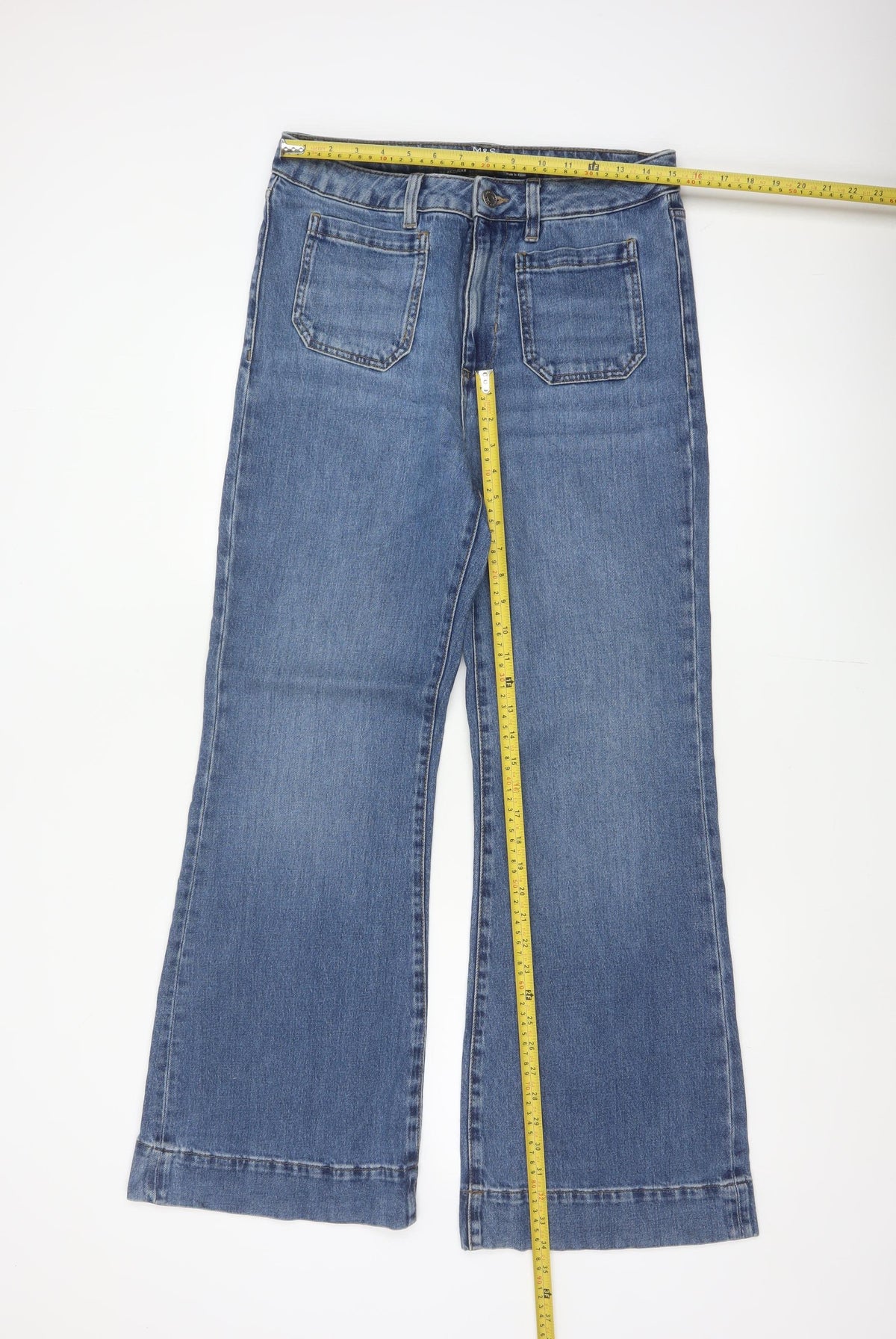 Marks and Spencer Women Blue UK 12 Regular Flared Stretch Jeans
