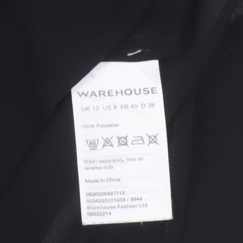 Warehouse Women Black UK 12 Sleeveless V-Neck Contrast Trim Blouse