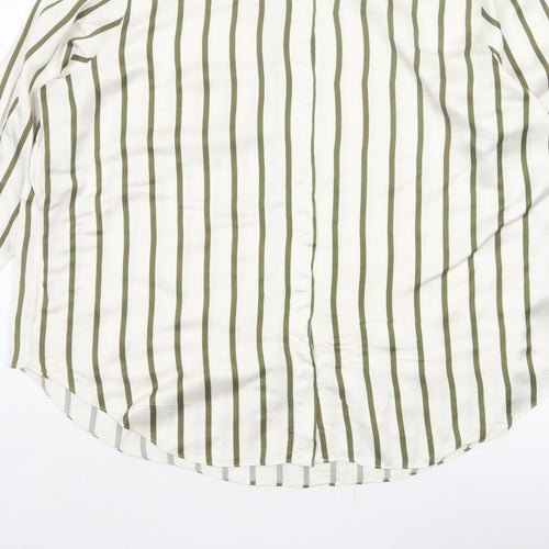 Autograph Women White Green Stripe Basic Button-Up Shirt UK 16